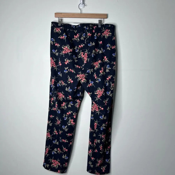 J Jill Stretch Slim-Leg Pants Dark Florals Navy Women’s 18 Office Mature Chic - Picture 8 of 9